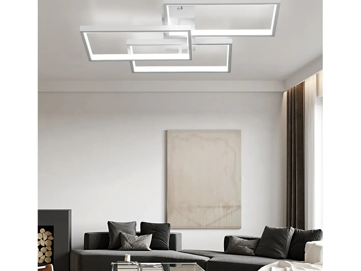 NETTLIFE Lámpara de Techo LED de Metal Blanco 72W 80cm Lámpara de Salón Moderna Regulable con Diseño Rectangular para Dormitorios, Dormitorios Negro Best
