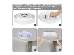 NETTLIFE Plafón-Lámpara de Techo Redonda Moderna 2 Bombillas E27 Lámpara de Dormitorio de Tela Blanca 38 cm con Pantalla para Salón Cocina Pasillo Blanco