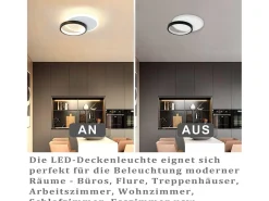 NETTLIFE Lámpara de Techo LED 12W Lámpara de 3000K Lámpara de Dormitorio Blanca Cálida Lámpara de Techo de Diseño Moderno Redonda Negra Negro Online