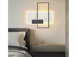 NETTLIFE Plafón-Lámpara de techo LED Lámpara de techo para sala de estar Regulable 62W con 2 focos de techo Negro con control remoto Acrílico moderno Blanco