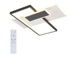 NETTLIFE Plafón-Lámpara de techo LED Lámpara de techo para sala de estar Regulable 62W con 2 focos de techo Negro con control remoto Acrílico moderno Blanco
