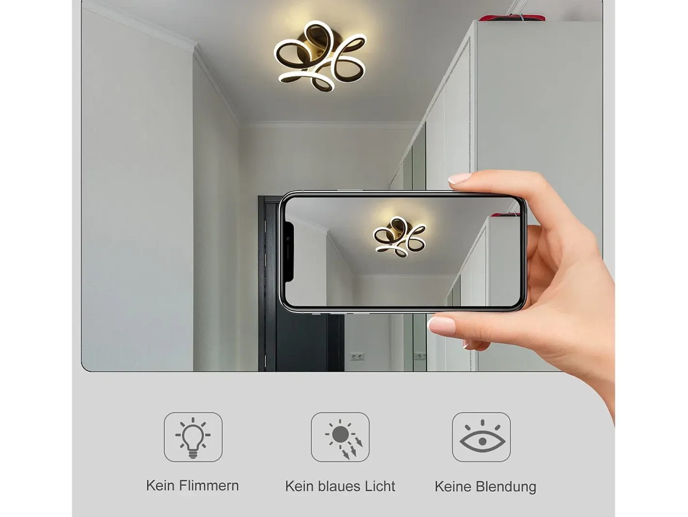 New NETTLIFE Lámpara de Techo LED Negra 17W 3000K Lámpara de Moderna Diseño de Metal Geométrico Blanco Cálido para Entrada Dormitorio Negro