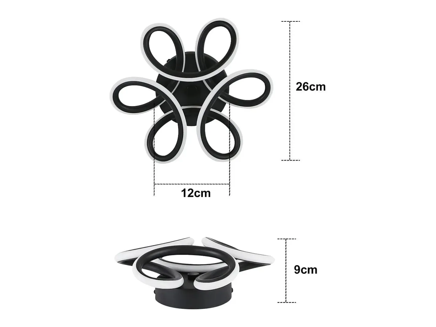 New NETTLIFE Lámpara de Techo LED Negra 17W 3000K Lámpara de Moderna Diseño de Metal Geométrico Blanco Cálido para Entrada Dormitorio Negro