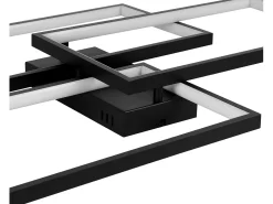 NETTLIFE Plafón-Lámpara de Techo LED Metal 72W 80CM Lámpara de Salón Moderna Regulable con Control Remoto Diseño Rectangular para Cocinas Negro