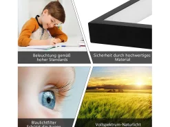 NETTLIFE Plafón-Lámpara de Techo LED Metal 72W 80CM Lámpara de Salón Moderna Regulable con Control Remoto Diseño Rectangular para Cocinas Negro
