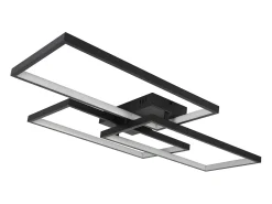 NETTLIFE Plafón-Lámpara de Techo LED Metal 72W 80CM Lámpara de Salón Moderna Regulable con Control Remoto Diseño Rectangular para Cocinas Negro