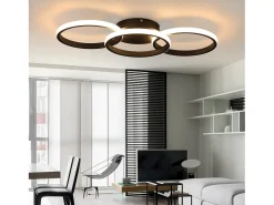 NETTLIFE Plafón-Lámpara de Techo LED Negra Moderna Redonda con Lámpara de Cocina Blanca Cálida de 36 W para Sala de Estar, Comedor, Dormitorio, Pasillo Negro