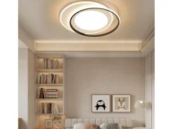 NETTLIFE Plafón-Lámpara de Techo LED Blanco Redondo 66W Moderno 48,5 cm Regulable con Control Remoto Lámpara de Salón para Dormitorio Cocina Pasillo Negro