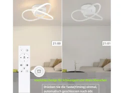 NETTLIFE Plafón-Lámpara de Techo LED Blanca Regulable 40 CM Moderna con Control Remoto Lámpara de Diseño Geométrico 33 W para Dormitorio Estudio Blanco