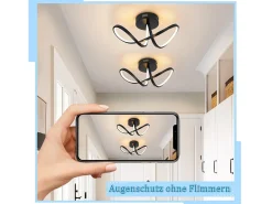 Outlet NETTLIFE Lámpara de techo LED moderna para sala de estar, negra, 12 W, interior, 3000 K, blanco cálido, LED integrado permanentemente Negro