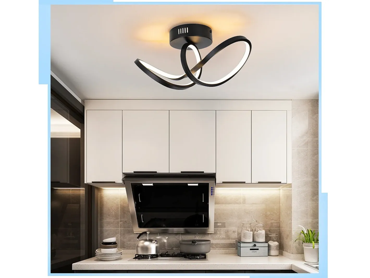Outlet NETTLIFE Lámpara de techo LED moderna para sala de estar, negra, 12 W, interior, 3000 K, blanco cálido, LED integrado permanentemente Negro
