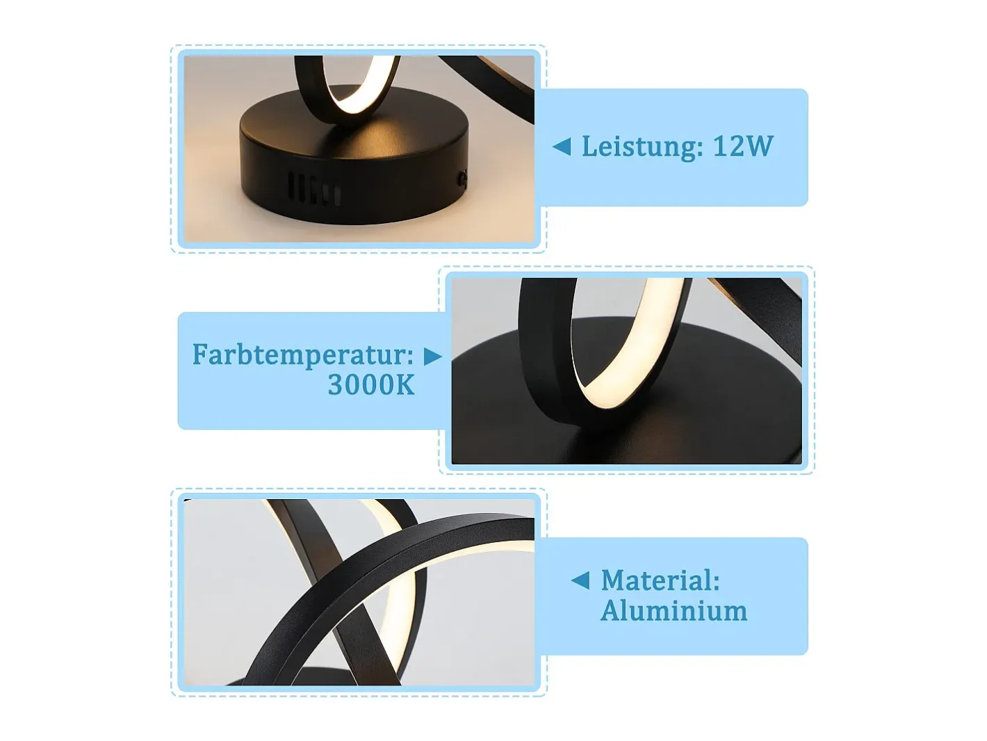 Outlet NETTLIFE Lámpara de techo LED moderna para sala de estar, negra, 12 W, interior, 3000 K, blanco cálido, LED integrado permanentemente Negro