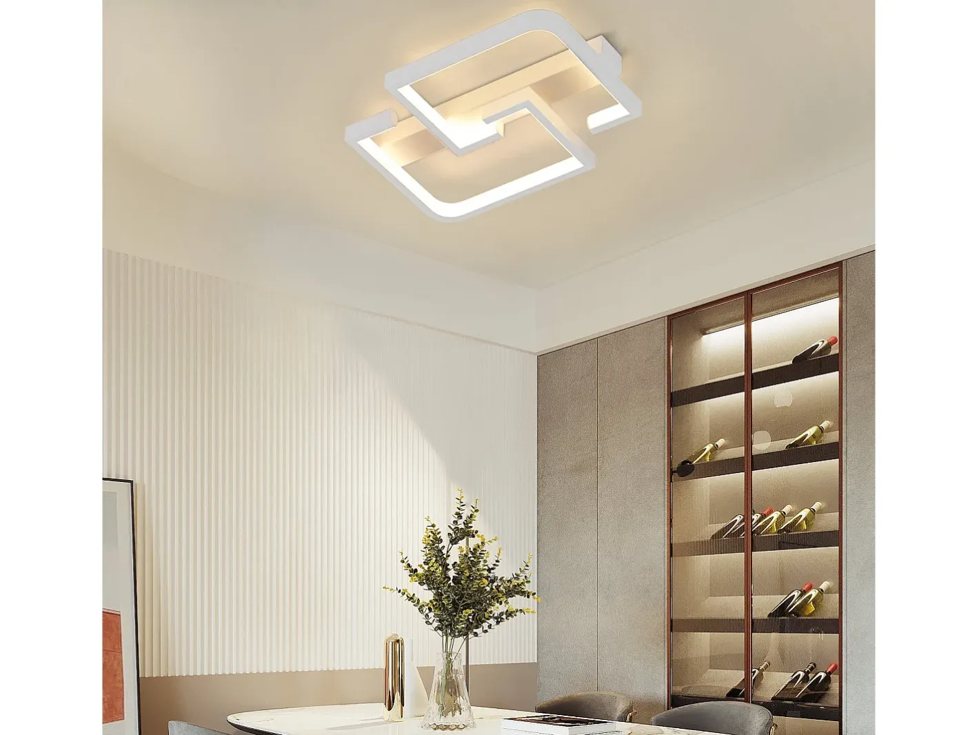 NETTLIFE Plafón-Lámpara de techo LED moderna de 19 W, 30 cm, lámpara blanca cálida, diseño de 3000 K, para interior, dormitorio,, sala de estar, estudio Blanco