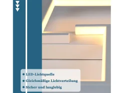 NETTLIFE Plafón-Lámpara de techo LED moderna de 19 W, 30 cm, lámpara blanca cálida, diseño de 3000 K, para interior, dormitorio,, sala de estar, estudio Blanco