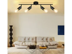 NETTLIFE Lámpara de Techo Foco de Techo E27 Lámpara de Industrial Giratoria de Vintage de 350 ° para Sala de Estar Dormitorio (Sin Bombilla) Negro Hot