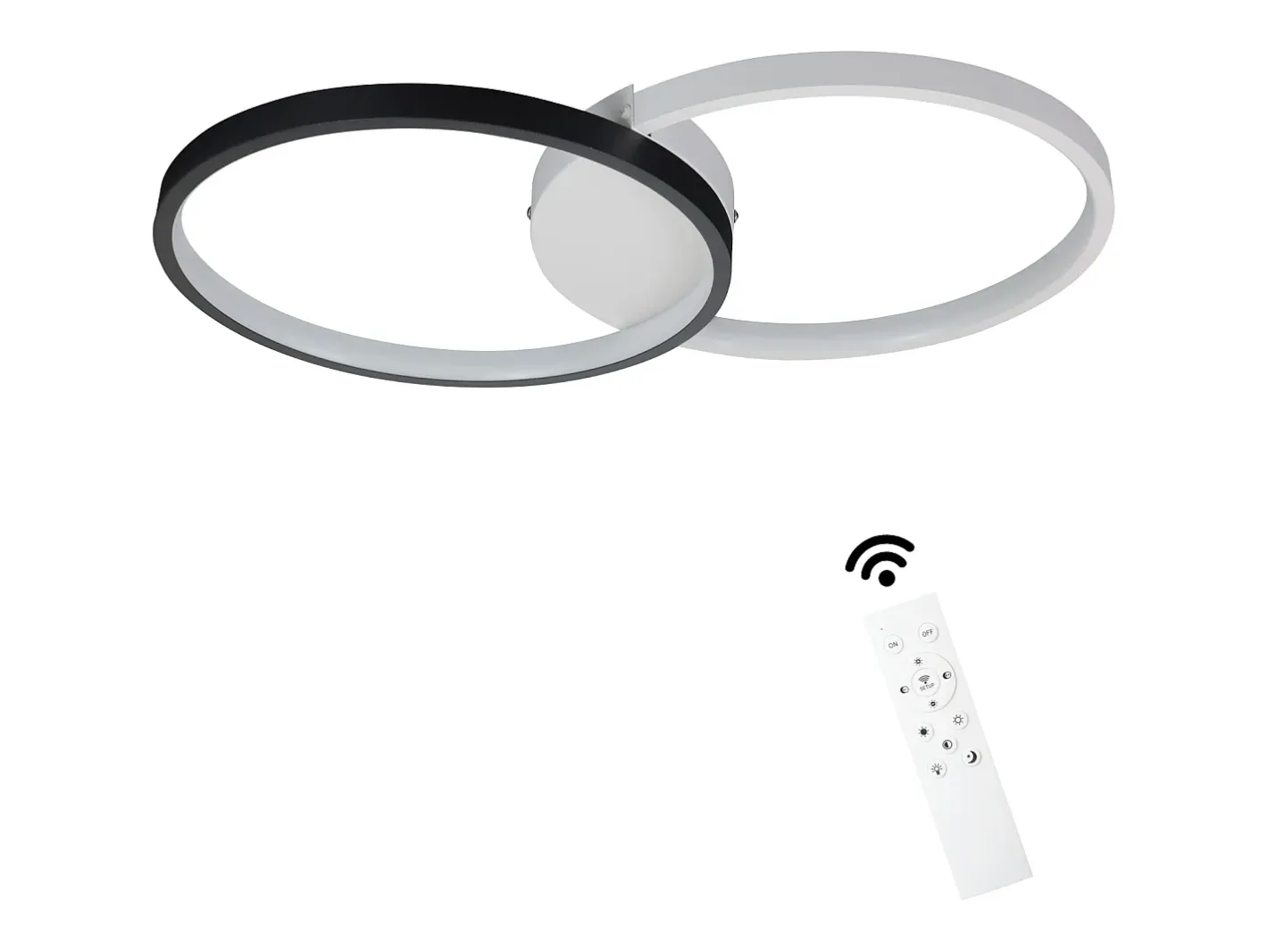 NETTLIFE Lámpara de Techo LED 45W, 3000K-6000K, 50CM Regulable Moderno con Control Remoto Lámpara de Lámpara de de Diseño de Metal Negro Clearance