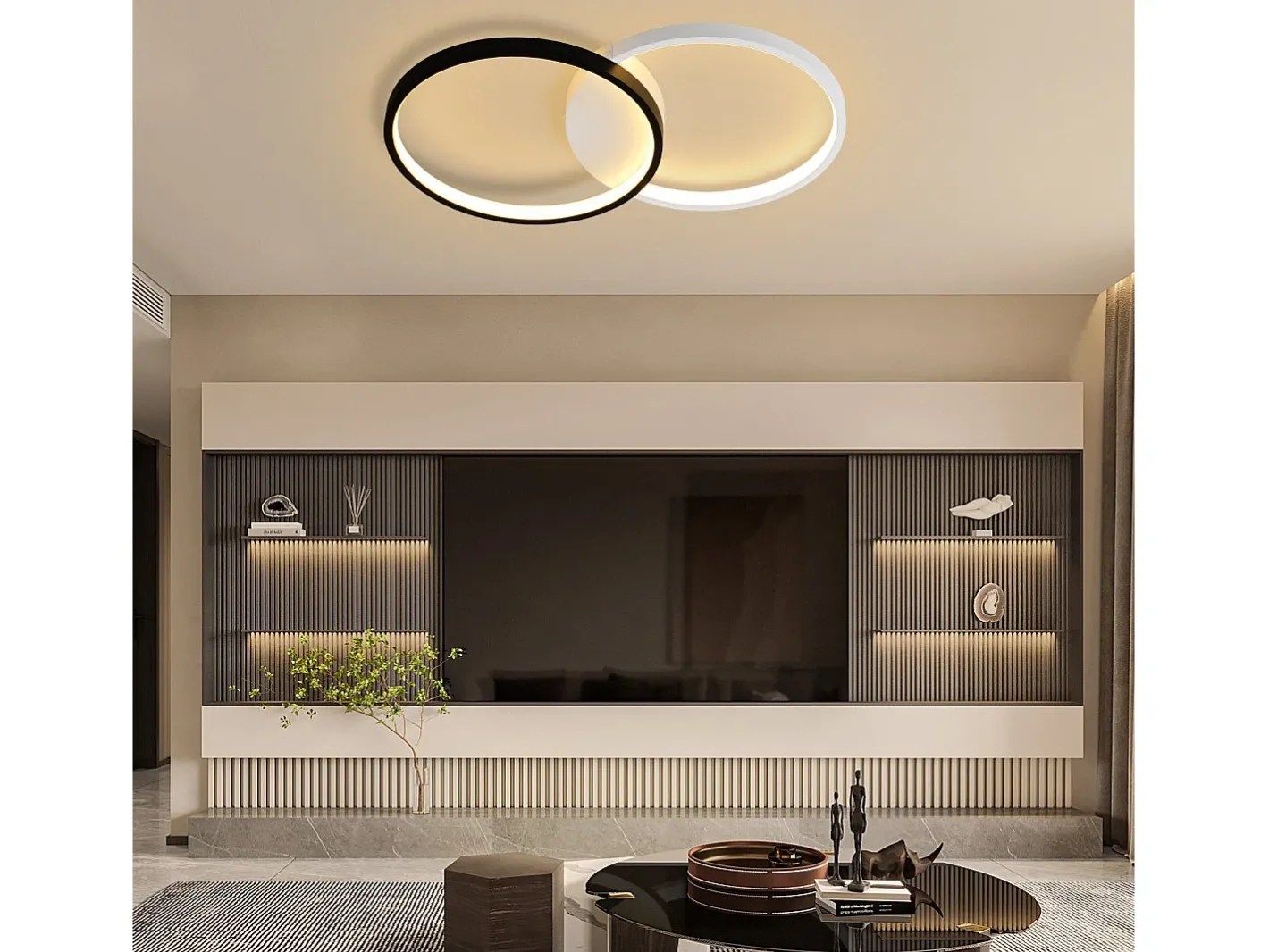 NETTLIFE Lámpara de Techo LED 45W, 3000K-6000K, 50CM Regulable Moderno con Control Remoto Lámpara de Lámpara de de Diseño de Metal Negro Clearance