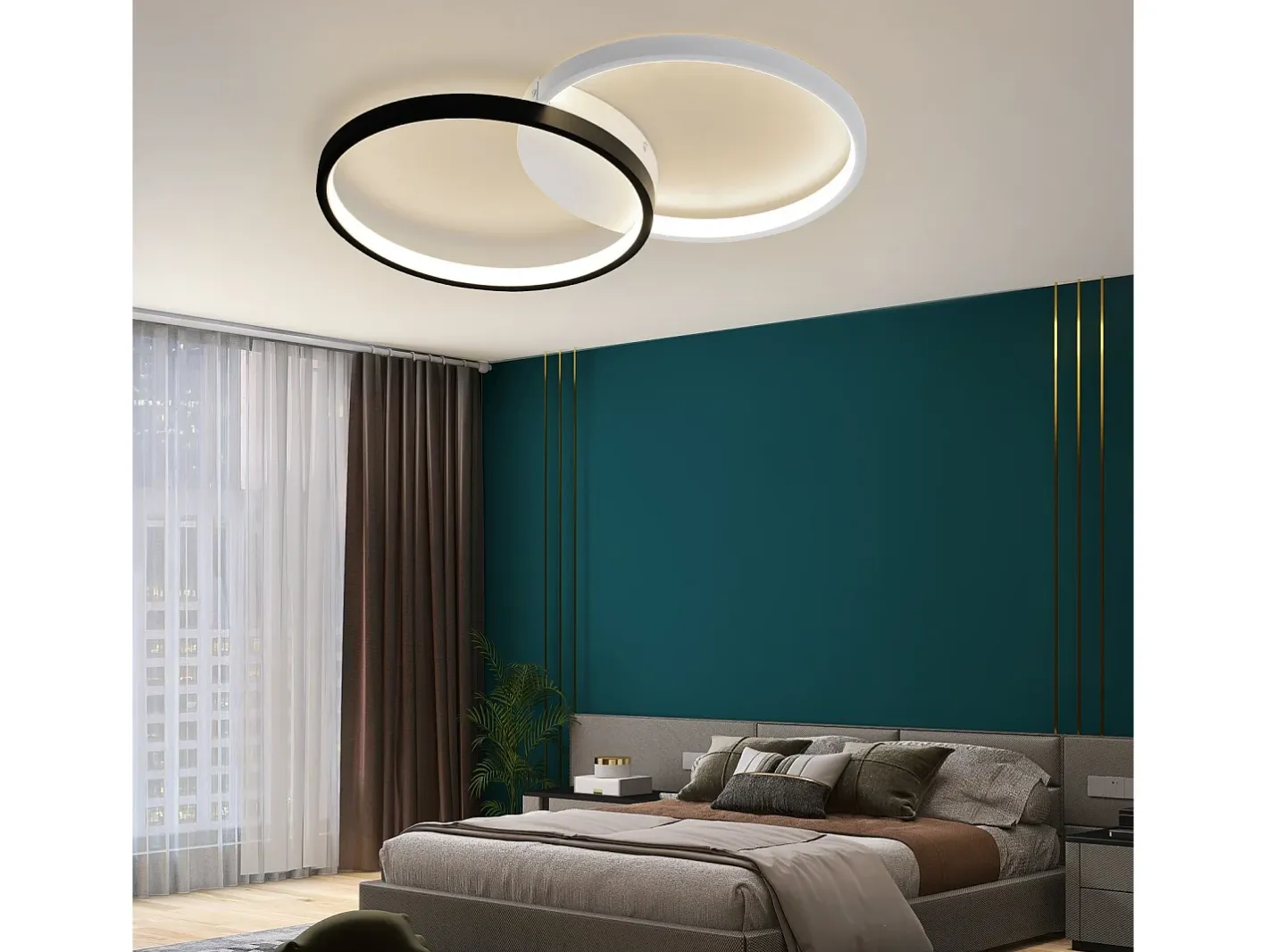 NETTLIFE Lámpara de Techo LED 45W, 3000K-6000K, 50CM Regulable Moderno con Control Remoto Lámpara de Lámpara de de Diseño de Metal Negro Clearance
