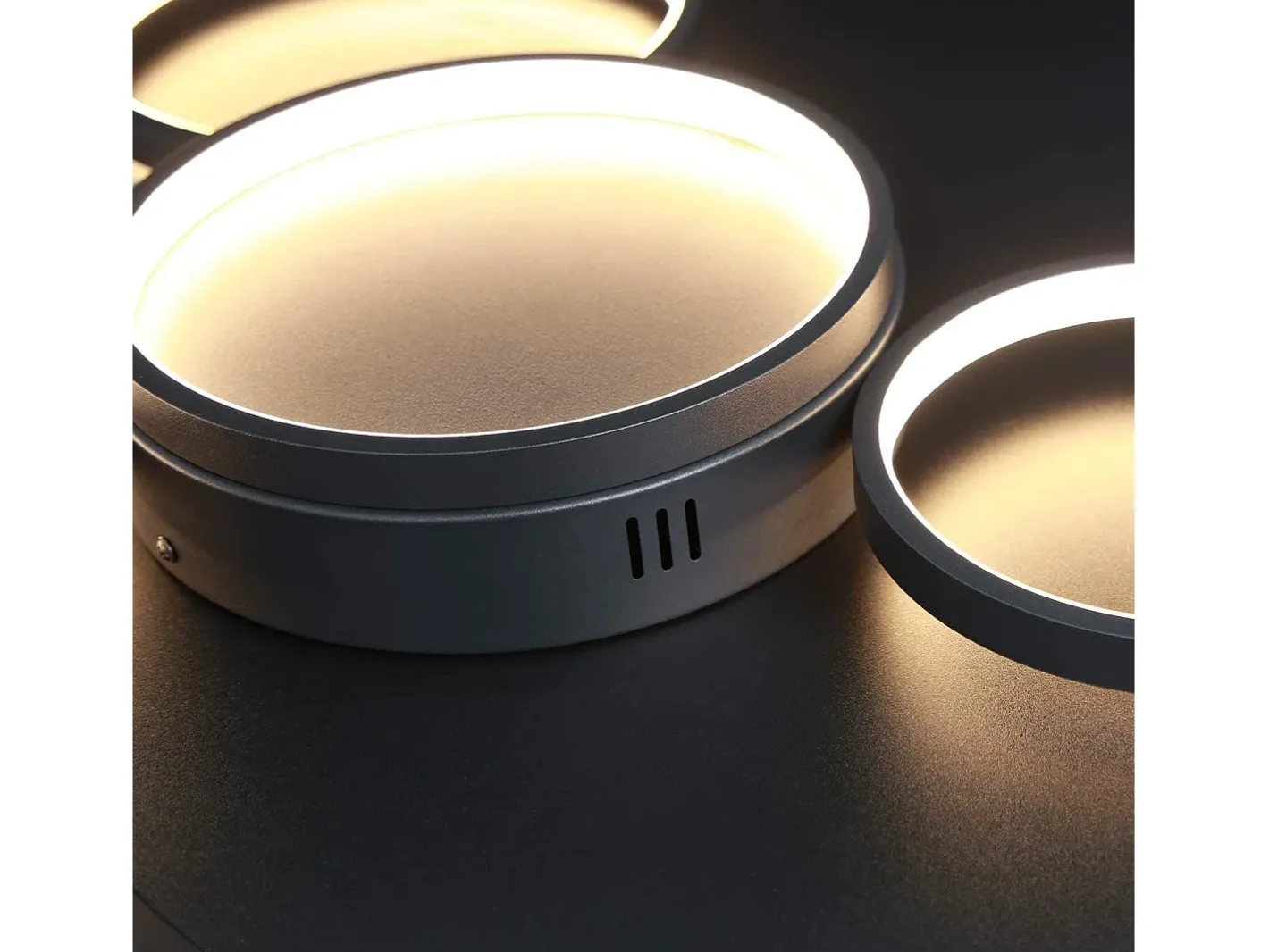 NETTLIFE Lámpara de Techo LED Negra Regulable con Mando a Distancia Diseño Moderno 4 Anillos 52W Interior Aluminio Comedor Dormitorio Infantil Negro Best