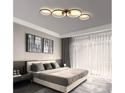Online NETTLIFE Lámpara de Techo LED 37W 3000k Blanco Cálido Anillo Redondo Moderno 89cm Lámpara de Escritorio de Diseño para Dormitorio Sala de Estar Negro