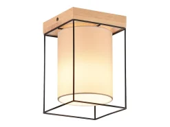 Clearance NETTLIFE Lámpara de techo para pasillo, lámpara de techo de madera, 1 bombilla E14, lámpara de pasillo vintage con diseño industrial retro Negro