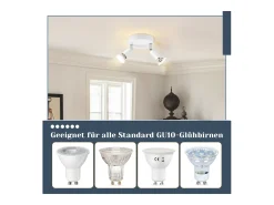 NETTLIFE Plafón-Lámpara de Techo LED GU10 - 2 Focos de Techo Redondos Modernos de 350° para Cocinas Pasillo Dormitorio Sala de Estar - Sin Bombilla blanca Blanco
