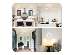 NETTLIFE Plafón-Lámpara de Techo LED GU10 - 2 Focos de Techo Redondos Modernos de 350° para Cocinas Pasillo Dormitorio Sala de Estar - Sin Bombilla blanca Blanco