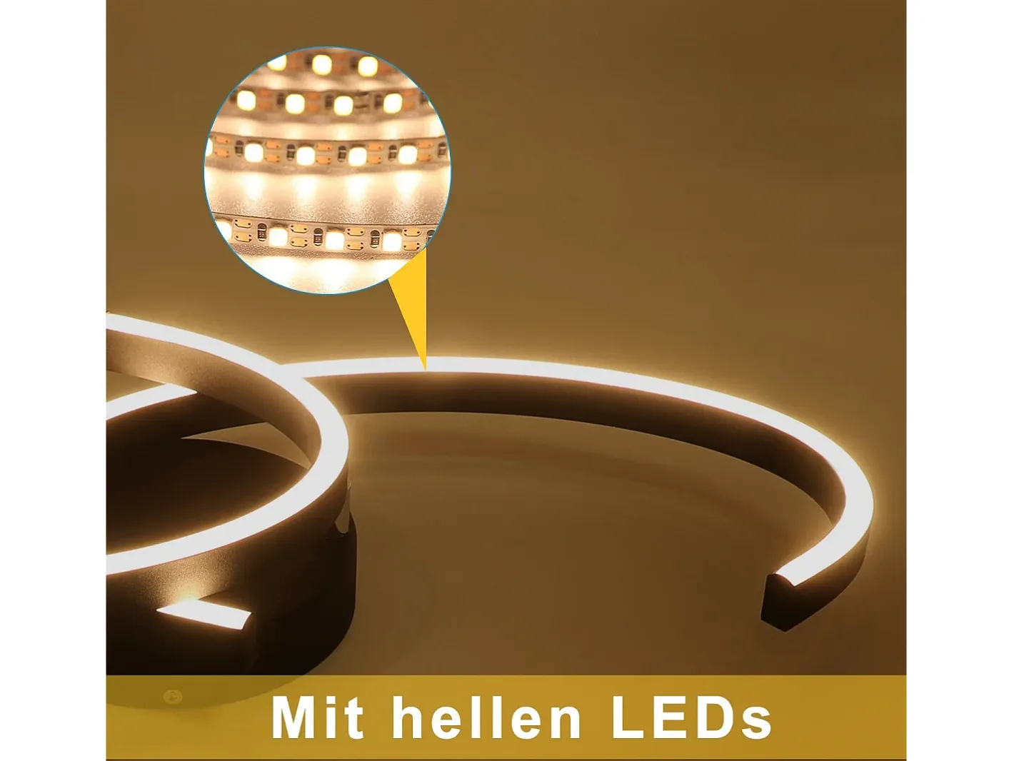 NETTLIFE Plafón-Lámpara de Techo LED Moderna 60 cm 24 W Blanco Cálido Lámpara de Salón para Dormitorio Cocina Pasillo Comedor Negro