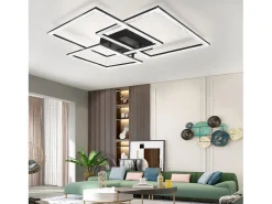 NETTLIFE Plafón-Lámpara de Techo LED Negra Lámpara de 75 CM Lámpara de Interior de Diseño de Cristal Moderno Regulable con Control Remoto para Dormitorio Negro