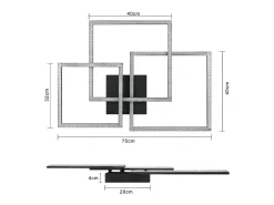 NETTLIFE Plafón-Lámpara de Techo LED Negra Lámpara de 75 CM Lámpara de Interior de Diseño de Cristal Moderno Regulable con Control Remoto para Dormitorio Negro