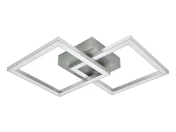 NETTLIFE Lámpara de techo LED cuadrada plateada moderna para dormitorio, 24 W, metal, 3000 K, blanco cálido para pasillo Plateado Hot
