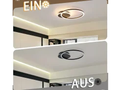 NETTLIFE Lámpara de techo LED para sala de estar, 24 W, color , moderna, 2 anillos, 3000 K, blanco cálido Negro