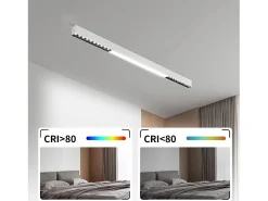 NETTLIFE Plafón-Lámpara de Techo LED Blanca 32W Lámpara de Regulable Moderna con Control Remoto Lámpara de Escritorio Larga 107CM para Dormitorio de Blanco