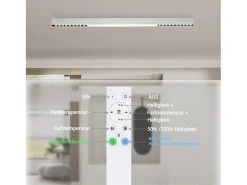NETTLIFE Plafón-Lámpara de Techo LED Blanca 32W Lámpara de Regulable Moderna con Control Remoto Lámpara de Escritorio Larga 107CM para Dormitorio de Blanco