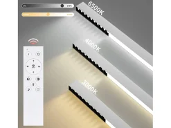 NETTLIFE Plafón-Lámpara de Techo LED Blanca 32W Lámpara de Regulable Moderna con Control Remoto Lámpara de Escritorio Larga 107CM para Dormitorio de Blanco