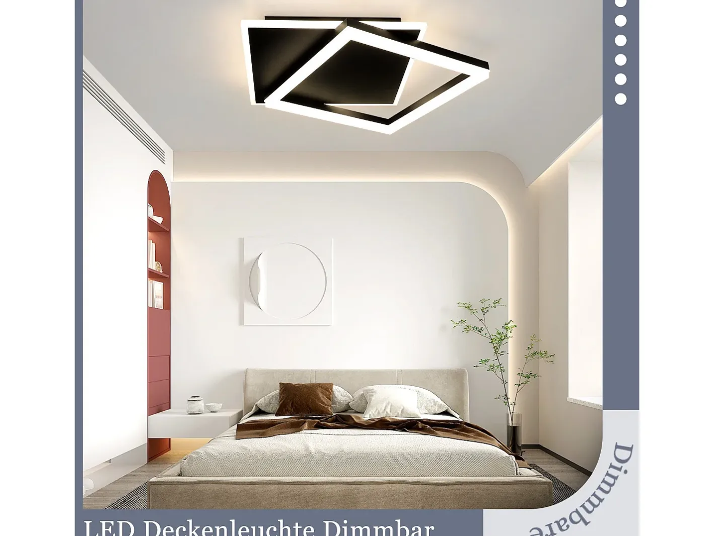 NETTLIFE Lámpara de Techo LED Dormitorio Regulable 42W Moderno con Mando a Distancia Acrílico Cuadrado para Salón Cocina Comedor Negro Best