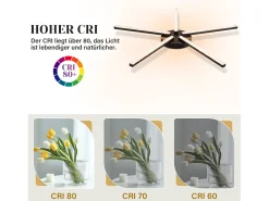 Discount NETTLIFE Lámpara de Techo LED Salón 25" 24W Cocina Moderno 5 Bombillas Diseño Pasillo Blanco Cálido Cristal Dormitorio para Cocina Negro