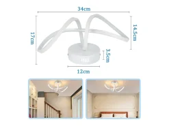 NETTLIFE Lámpara de techo LED moderna para sala de estar, 12 W, interior, 3000 K, LED Blanco