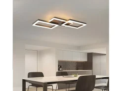 NETTLIFE Plafón-Lámpara de techo LED , 48 W, regulable, lámpara de ,lámpara de diseño moderno, color , con mando a distancia, lámpara de para dormitorio Negro