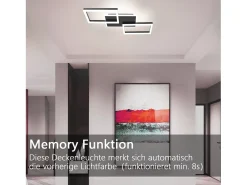NETTLIFE Plafón-Lámpara de techo LED , 48 W, regulable, lámpara de ,lámpara de diseño moderno, color , con mando a distancia, lámpara de para dormitorio Negro