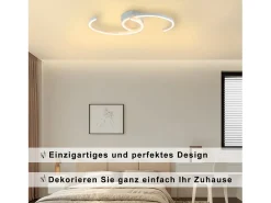 NETTLIFE Lámpara de Techo LED Lámpara de 60 cm 3000 K Lámpara de Diseño Blanca Cálida Lámpara de Lámpara Decorativa para Dormitorio Balcón Blanco