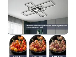 Hot NETTLIFE Lámpara de Techo LED Lámpara de Sala de Estar Negra Lámpara Regulable Moderna con Control Remoto 50 W Dormitorio Grande para Cocina Negro