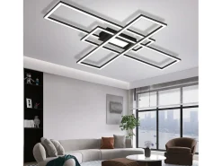 Hot NETTLIFE Lámpara de Techo LED Lámpara de Sala de Estar Negra Lámpara Regulable Moderna con Control Remoto 50 W Dormitorio Grande para Cocina Negro