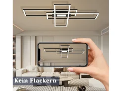 Hot NETTLIFE Lámpara de Techo LED Lámpara de Sala de Estar Negra Lámpara Regulable Moderna con Control Remoto 50 W Dormitorio Grande para Cocina Negro