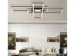 Hot NETTLIFE Lámpara de Techo LED Lámpara de Sala de Estar Negra Lámpara Regulable Moderna con Control Remoto 50 W Dormitorio Grande para Cocina Negro