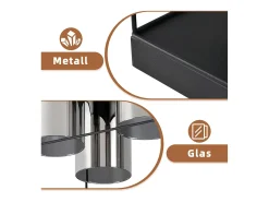 Outlet NETTLIFE Lámpara de techo para salón, cristal, 4 bombillas, E27, estilo industrial vintage, metal, , retro Negro