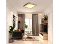 NETTLIFE Lámpara de Techo LED Salón Plano Madera Dormitorio Panel Interior 3000 K Blanco Cálido 30 cm 17 W para Cocina Escalera Balcón Beige Clearance