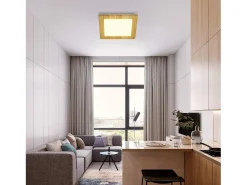 NETTLIFE Lámpara de Techo LED Salón Plano Madera Dormitorio Panel Interior 3000 K Blanco Cálido 30 cm 17 W para Cocina Escalera Balcón Beige Clearance