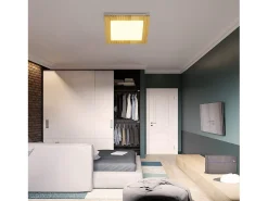 NETTLIFE Lámpara de Techo LED Salón Plano Madera Dormitorio Panel Interior 3000 K Blanco Cálido 30 cm 17 W para Cocina Escalera Balcón Beige Clearance