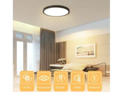 NETTLIFE Lámpara de techo LED plana negra de 18 cm y 15 W, redonda, pequeña, LED blanco cálido integrado permanentemente, 3000 K Negro Best